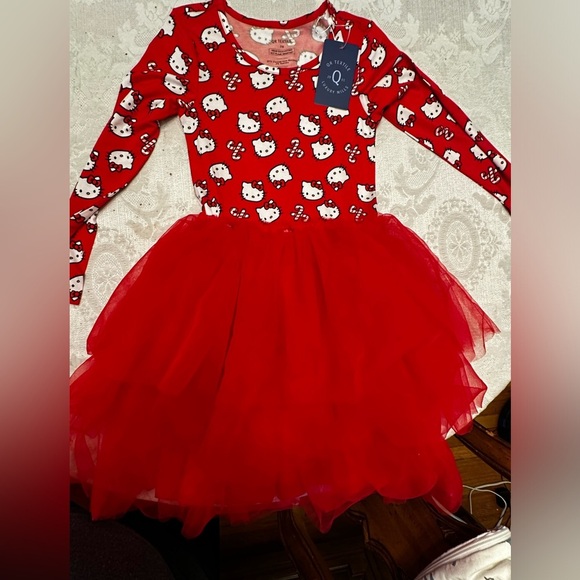 Hello Kitty bamboo/tulle dress NWT QR Textile size 7/8 Christmas dress - Picture 1 of 3